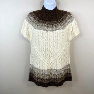 Vintage Chunky Cable Knit Cozy Sweater Size S Earthy Neutral Merino Wool Blend